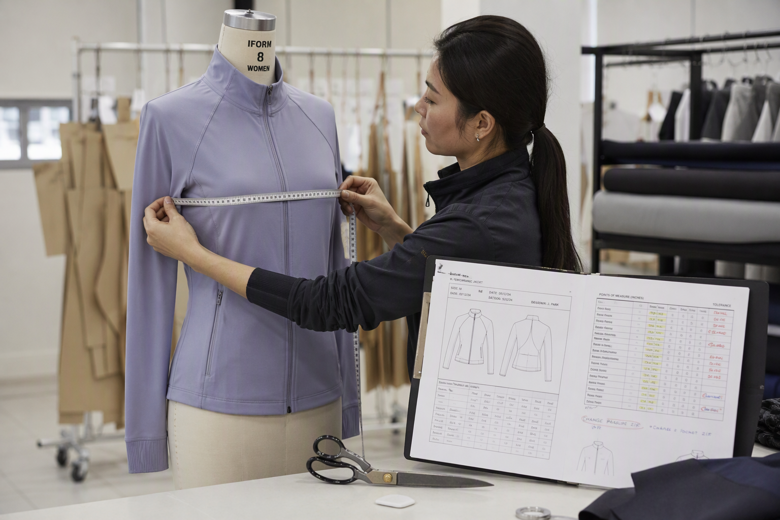 Activewear OEM ODM Sample Development and Technical Fitting Review with Tech Pack
