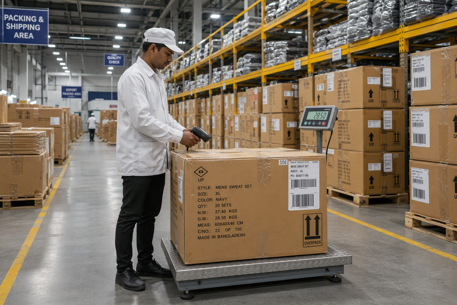 Export Apparel Carton Weighing and Logistics Freight Cost Optimization