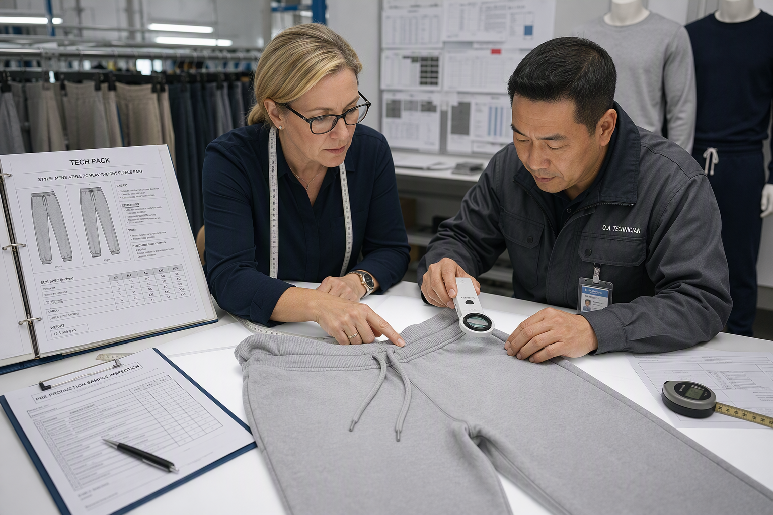 Pre-Production Sample Verification and Tech Pack Quality Audit with OEM Manufacturer