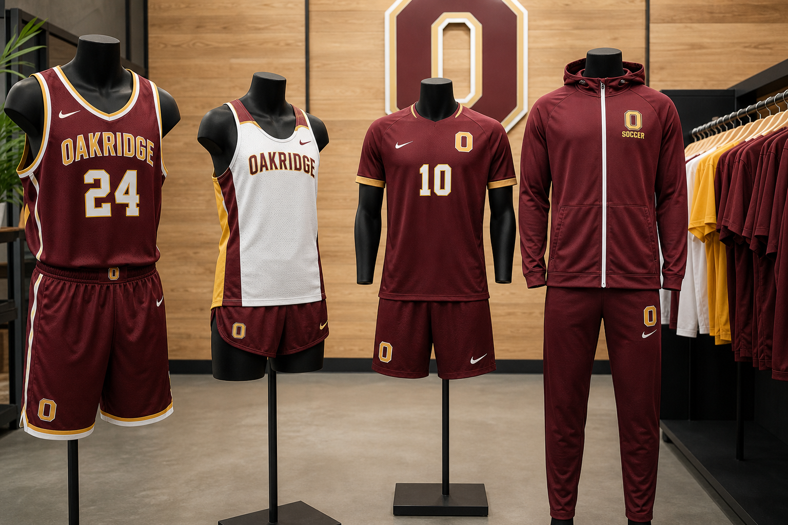Custom High School Team Uniforms Multi-Sport Apparel Lineup for Basketball, Track, and Soccer