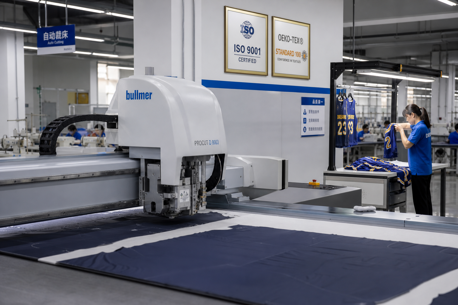 Sportswear Manufacturer Quality Control CNC Auto-Cutting and Multi-Stage Seam Inspection